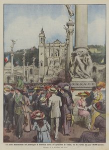 Op de monumentale brug op zondagmiddag tijdens de tentoonstelling van Turijn, die werd bezocht