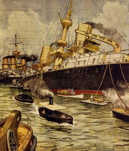 Het Andrea Doria slagschip gestrand bij Gallipoli, uit La Domenica del Corriere