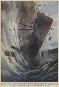 De Klauw, die zoveel scheepswrakken had geborgen, ligt nu op de bodem van de zee door Achille Beltrame