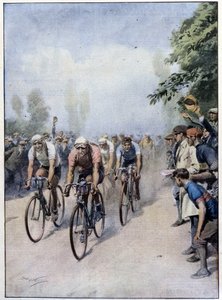 De Italiaanse Wielerronde met Guerra en Binda - tekening door A. Beltrame, in 