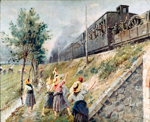 De passage van de Italiaanse militaire trein door Achille Beltrame