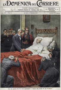De dood van paus Pius X in 1914. Omslag van de Domenica del Corriere van 30 augustus door Achille Beltrame