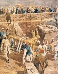 De ontdekking van het graf van Toetanchamon door Achille Beltrame, illustratie