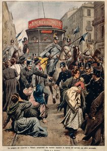 Tramstaking in Milaan, illustratie door Achille Beltrame