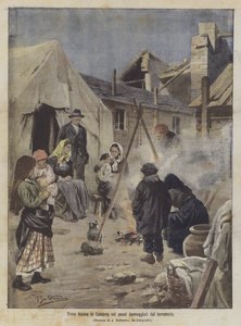 Trieste kerst in Calabrië in de door de aardbeving beschadigde dorpen door Achille Beltrame