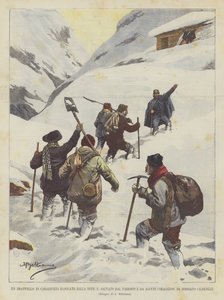 Een groep carabinieri geblokkeerd door de sneeuw en gered door de pastoor en enkele moedige mensen van Boissano (Albenga)