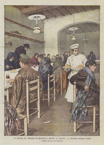 Een episode van het Notarbartolo-proces in Milaan, de risotto voor arme Siciliaanse getuigen door Achille Beltrame