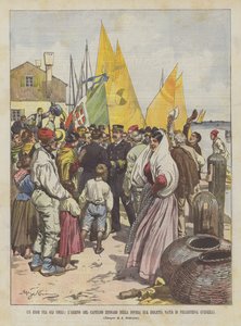 Een held onder de nederigen, de aankomst van kapitein Zennaro op zijn arme geboorteeiland Pellestrina (Venetië) door Achille Beltrame