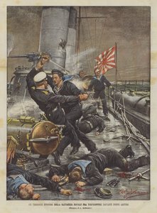 Een verschrikkelijke episode van de zeeslag tussen torpedobootjagers voor Port Arthur