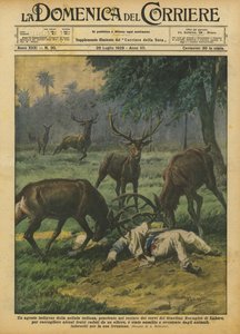 Een inheemse politieagent in India drong het hertenkamp van de dierentuin binnen