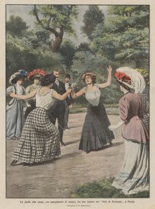 Een duel met zwaarden, met bloedvergieten, tussen twee dames in het Bois de Boulogne in Parijs