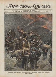 Een episode van de uitbarsting van de Vesuvius, liefdadigheidszusters en zieken van Torre del Greco gered