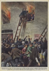 Een heldhaftige episode tijdens de brand in de bioscoop van Moriago di Treviso door Achille Beltrame