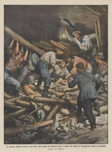 Een Italiaanse arbeider levend geborgen na tien dagen begraven onder de rotsen van de tunnel