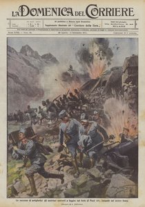 Een artilleriesucces, de Oostenrijkers gedwongen te vluchten uit het fort van Pozzi Alti, achtervolgd door ons vuur door Achille Beltrame
