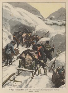 Een Frans dorp in de Pyreneeën bedolven onder de sneeuw, het graven van tunnels om de bewoners te helpen