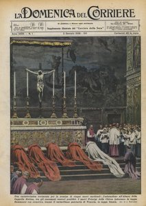Een karakteristieke ceremonie voor de benoeming van vijf nieuwe kardinalen, de aanbidding aan het altaar