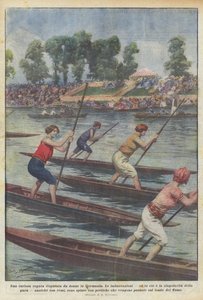 Een curieuze regatta gehouden door vrouwen in Duitsland