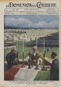 Een pauze in het levendige leven van het X Campo Dux voor de GIL in Rome door Achille Beltrame