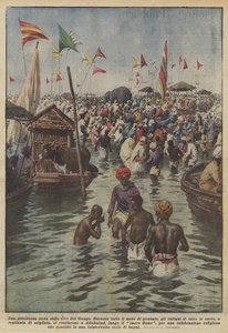 Een pittoresk feest aan de oevers van de Ganges