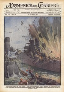Een tragedie in de haven van Piraeus (Griekenland) door Achille Beltrame