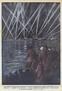 Een adembenemend schouwspel bood de nachtelijke verlichting van de vloot...