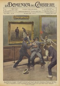 Een gestoorde man die door de gangen van het Louvre in Parijs liep, heeft plotseling