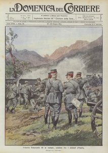 Vittorio Emanuele III in het veld, soldaat onder de soldaten van Italië door Achille Beltrame