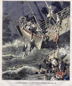 Schipbreuk van de Larchmont boot bij New York in februari 1907 door Achille Beltrame