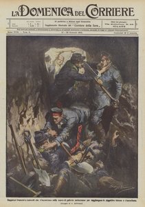Franse en Duitse sappeurs ontmoeten elkaar bij het graven van ondergrondse tunnels door Achille Beltrame