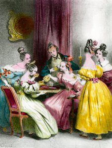 Een middag in de Salon de thé tijdens de Restauratie door Achille Devéria