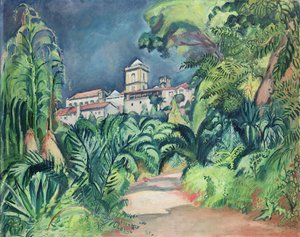 Tuin van de Universiteit van Coimbra, Portugal door Achille Emile Othon Friesz