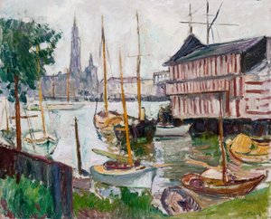 Jachthaven bij Sainte-Anne, Antwerpen door Achille Emile Othon Friesz