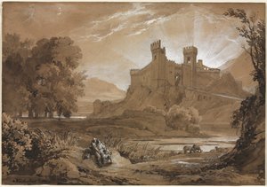 Landschap met kasteel en herders, 1814