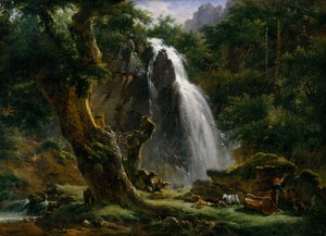 Waterval bij Mont-Dore door Achille Etna Michallon