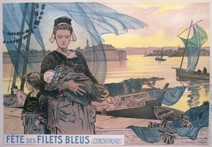 Poster van het Festival van Blauwe Visnetten, Concarneau, Bretagne door Achille Granchi Taylor