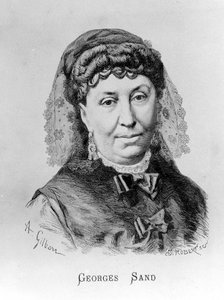 Portret van George Sand (Aurore Dupin, Barones Dudevant) (1804-1876) door A. Gilbern door Achille Isidore Gilbert