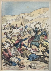 Dood van de markies van Mores en zijn metgezellen nabij El-Ouatia in Tunesië in 1896 - Illustratie van Achille Lemot in 