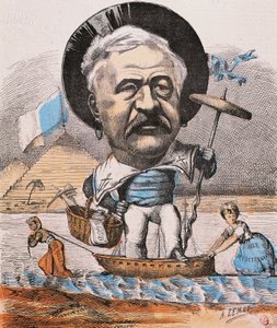 Franse ingenieur Ferdinand de Lesseps bij de inhuldiging van het Suezkanaal