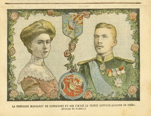 Illustratie door Achille Lemot in Le Pelerin, 21/05/05 - Prinses Margaret van Connaught en haar verloofde Prins Gustave-Adolphe van Zweden - Monarchie, Medaille, Buitenlandse Soeverein, Zweden - De Connaught Margaret, Gustave IV Adolphe van Zweden