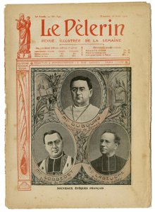 Illustratie van Achille Lemot (1846-1909) voor de omslag van Le Pelerin, 26/08/06 - Nieuwe Engelse bisschoppen - Religie Geloof, Katholiek Katholicisme - Bisschoppen door Achille Lemot