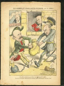 Illustratie van Achille Lemot (1846-1909) in Le Pelerin, 07/03/09 - Het Caillaux-Picard Conflict - Belastingen, Inkomstenbelasting - Combes Emile (1835-1921), Clemenceau George, Caillaux Joseph (1863-1944)