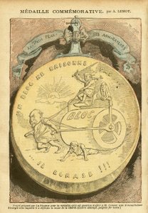 Illustratie van Achille Lemot in Le Pelerin, 26/02/05 - Herdenkingsmedaille - Antimaconisme Vrijmetselarij, Affaire des fiche, Blok van links - Combes Emile, Marianne - Pan