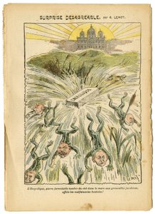 Illustratie van Achille Lemot (1846-1909) in Le Pelerin, 26/08/06 - Onaangename verrassing - Klerikaal/antirepublikeins, Religie Geloof, Vaticaan, Uitdrukkingen, Katholiek Katholicisme - Encycliek - Batrachische Kikker - Animalisatie door Achille Lemot