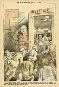 Illustratie van Achille Lemot in Le Pelerin, 27/03/04 - De temmer - Restaurant Cafés, Gastronomie kok - Combes Emile, Temmer - Voedsel Metafoor door Achille Lemot