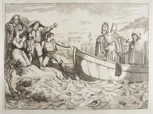 Landing bij de Tiber door Achille Pinelli