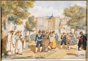 Bocce spelen bij Santa Maria degli Angeli in Rome door Achille Pinelli