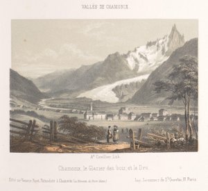 Zicht op de Aiguille de Bionnassay met gletsjer door Ad. Cuvillier