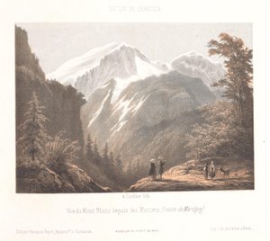 Zicht op de gletsjer Mer-de-Glace door Ad. Cuvillier
