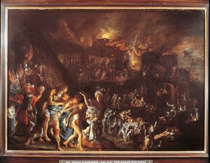 De verbranding van Troje, ca. 1604 door Adam Elsheimer